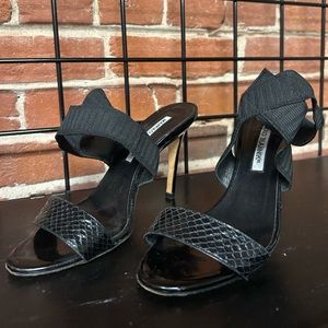 Manolo Blahnik black sandal pumps, size 5.5